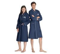 AW BRIDAL 2Pcs Mr Mrs Waffle Knit Robes, Couples Embroidered Spa Robe Set Dressing Gown, Comfy Wedding Robes for Bride Groom, Navy- Mrs.& Mr., One Size