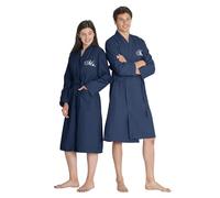 AW BRIDAL 2Pcs Mr Mrs Waffle Knit Robes, Couples Embroidered Spa Robe Set Dressing Gown, Comfy Wedding Robes for Bride Groom, Navy- Mrs.& Mr.-3, One Size