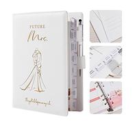 AW BRIDAL Best Engagement Gifts For Her Bride To Be Gifts∣Future Mrs Leather Wedding Planner Book And Organizer For The Bride Wedding Planning Notebook Budget Planner Binder, 140 Pages, White