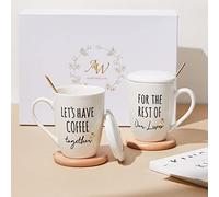 AW BRIDAL Ceramic Engagement Gifts For Couples Newly Engaged Unique Coffee Mugs Set Of 2, 12 Oz| Bachelorette Bridal Shower Gift For Bride, Anniversary Wedding Gifts For Couple Housewarming Gift Ideas