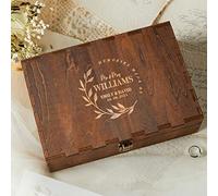AW BRIDAL Personalized Wedding Keepsake Box with Lid, Wood Memory Storage box, Bridal Shower Gifts Anniversary Engagement Wedding Gifts for Couples Newlyweds//DK2201CPP62//