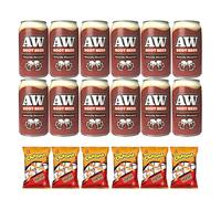 AW Root Beer 355ml (Pack of 12) + Cruncheez Fiery Hot 60g (Pack of 6) - Classic Soda & Spicy Snack Combo