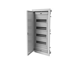 AW-Tools Flush-Mounted Under-Distribution Fuse Box, 4 Rows, 48 + 8 TE, Metal, Light Grey RAL 9016
