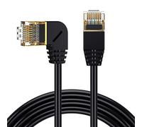 AWADUO Cat 8 Ethernet Cable Cord Indoor Outdoor Network LAN Patch Cord Male to Left Angle Male High Speed RJ45 Flat Internet Cable OD3.8mm for Modem/Laptop/Printer(M to L M)