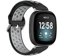 AWADUO Compatible For Fitbit Versa 4 Replacement Band, Replacement Silicone Wrist Strap Band for Men Women, Soft And Durable(Black+Gery)