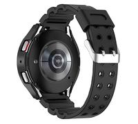AWADUO Compatible For Samsung Galaxy Watch 5 44mm Watch Replacement Band+Case, Replacement Silicone Wrist Strap Bracelet Cover for Men Women, Soft And Durable(Black)