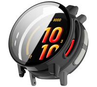 AWADUO Compatible with Garmin Bounce 2 Smartwatch Full Coverage PC Protective Case Cover with Tempered Glass Touchable Screen Protector Smartwatch Accessories(Black)