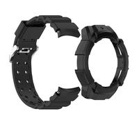 AWADUO Compatible with Samsung Galaxy Watch 6 40mm Replacement Band with Protective Case Cover, Replacement Silicone Wrist Strap Bracelet Band, Soft And Durable(Black)