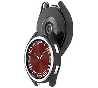 AWADUO Compatible With Samsung Galaxy Watch 6 Classic 47mm PC Protective Case Cover, Smartwatch Protective Case Cover Shell Soft And Durable Watch Accessories(Black)