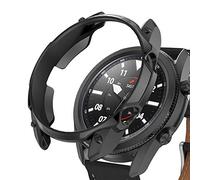 AWADUO For Samsung Galaxy Watch3 Protective Case Cover, Smartwatch Protective Case Cover with Bezel Ring Styling Cover For Samsung Galaxy Watch3 45MM, Soft And Durable (45MM, Black)