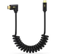 AWADUO USB C to USB C Spring Coiled, USB4 Cable 240W 8K/6K @60hz 40Gbps Fast Data Charging Cord Type C Extension Cables Compatible with Mobile Phones, Laptops(1.2M/3.9FT, Left)