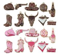 awaFanee Jewelry Making Charms Pendants for Bracelet Bulk lot Necklace Earrings Keychain Charms Beads DIY Kit Trendy Craft Findings Pink Cowgirl Accessory Brown