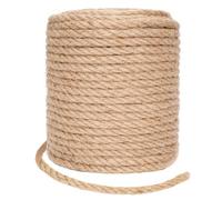 awagas 10mm Jute Rope, 50m/164 Feet Thick Hemp Rope Garden Natural Jute String, 4-Strand Twisted Manila Hessian String for DIY Cat Scratcher Gardening Bundling Wall Hanging Decor