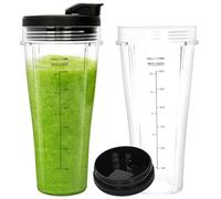 awagas 2-Pack 24oz Blender Replacement Parts for Ninja Blender BN750UK BN800UK BN495UK CB350UK CB150UK CB100UK, 2Pcs Replacement Cups with Spout Lids