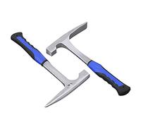 awagas 2 Pack Rock Pick Hammer, 30 oz Steel Hammer, Flat and Pointed Head with Non-skid Handle for Camping, Mining, Geology