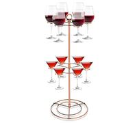 awagas 2-Tier Cocktail Tree Stand for 12 Glasses, European Style Champagne Tower Stand, Metal Wine Glass Display for Champagne Cocktails Martini at Wedding Party Family Celebration Pub (Bronze)
