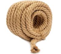awagas 20mm Decking Twine Jute Rope Cord, 15m/ 49 Feet Thick Hemp Rope, 4-Strand Natural Heavy Duty Twisted Manila Hessian Cat Haulage String for Bundling Wall Hanging Gardening