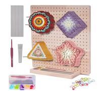awagas 59 Pcs Wooden Crochet Blocking Board Set, 11 inch Granny Square Blocking Board and 20 Pins for Crocheting and Knitting Projects Crochet