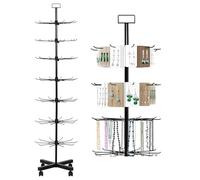 awagas 7 Tier Rotating Retail Display Stand, Movable Jewelry Display Rack for Store Vendor, Metal Retail Display Rack with Adjustable Spacing Shelves for Jewelry Keychain Headbands Hats