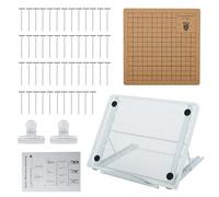 awagas Macrame Board Set, 8x8in Double Side Macrame Board with 6-speed Adjustable Metal Stand, 50 T-pins, and 2 Clips, Portable Macrame Board and Pins for DIY Knotting Creations
