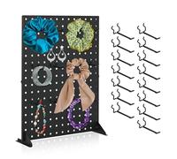 awagas Metal Pegboard Display Stand with 15 Hooks, 17" X 13" Desk Peg Board Display Stand for Boutique Craft Shows & Fairs Vendors Arts and Crafts Finishing Retail Stores Market Stall