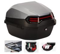 awagas Motorcycle Top Box, Extra Large Top Case Fits Motorcycle Trunk Tour Tail Case for Helmet, Motorbike Trunk Box, Includes Mounting Accessories and 2 Keys, Grey