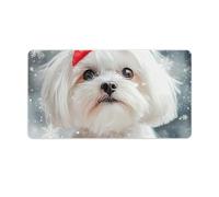Awaiting Christmas with Maltese Cute Gaming Mousepad Rubber Base Desk Mat for Home Office Laptop Computer