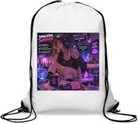 Awake in Digital Simulation Room Gym Sack Casual Drawstring Bag White