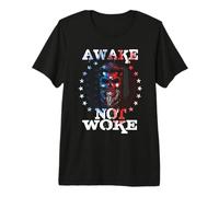 Awake, Not Woke American Flags t Awake Not Woke No Weakness Premium T-Shirt