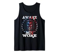 Awake, Not Woke American Flags t Awake Not Woke No Weakness Tank Top