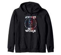 Awake, Not Woke American Flags t Awake Not Woke No Weakness Zip Hoodie