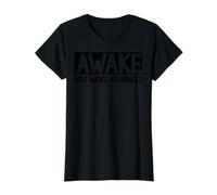 Awake Not Woke-fluenced t Conservative Republican Quote Value Graphic T-Shirt, Women, Black, S