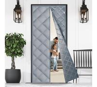 Awaken honest Thermal Door Curtain for Winter 80 X 200cm, Magnetic Thermal Insulated Door Cover to Keep Warm,Windproof Soundproofing Front Door Curtain,Grey