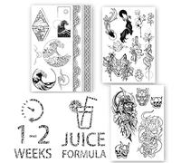 AWAKEN Tattos Semi-permanent Stickers Temporary Juice Tattoo Pack 3 sheets Design Japanese Style Japan Vegetable based (SET 2)