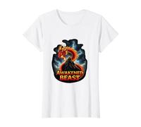 Awakened Beast Cooler Dragon on the Mountain Value Graphic T-Shirt, Women, White, S