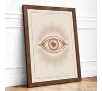 Awakened Eye Minimalist Framed Wall Art Print A2 (59.4×42cm) Walnut, Wall Decor for Living Room, Bedroom, Office & Home, Ready to Hang, Art Gift
