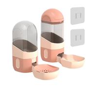 awakentti 2-in-1 Rabbit Food Dispenser, Auto Gravity Rabbit Feeder and Water Dispenser Set, Easy Refill, No Spilling, Removable Cage Pet Food Bowl for Ferret,Guinea Pigs Chinchillas Kittens (Pink)