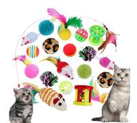 awakentti 20PCS Cat Toy Packs, Interactive Kitty Toys, Assorted Cat Toys with Cat Feather Teaser, Colorful Balls for Indoor Cats Kitten
