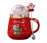 awakentti 500ml Christmas Mug with Winter Snow Globes Lid Decorations, Cute Festive Ceramic Coffee Cup for Coffee, Hot Chocolate, Eggnog- Merry Christmas, Thanksgiving