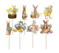 awakentti 8PCS Peter Rabbit Cupcake Decoration, Room Ornaments Cake Picks with Clear Printing, Easter Cupcake Toppers for Photo Wall, Photo Booth Background, Candy Box