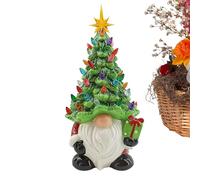 awakentti Christmas Decorations, Lighted Up Gnomes Ceramic Christmas Tree, Small Mini Prelit Xmas Holiday Decor for Tabletop Home Room Table Fireplace Office, Not Included Batteries