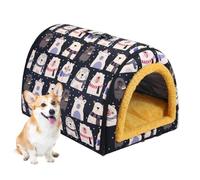 awakentti Dog House Bed, Indoor Pet House with Fluffy Mat, Removable and Washable Cover, Splash-Proof House and Non-Slip Bottom, Semi Enclosed Pet Hideout Cat Bed Tent for Cat, Dogs (S)