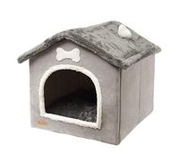 awakentti Foldable Dog House Kennel Bed, Enclosed Warm Plush Sleeping Nest Bed with Removable Cushion, Enhanced Sense of Security, Covered Small Pet Condos Indoor Cat Hideaway for Pets Dogs Cats (S)