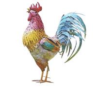 awakentti Metal Rooster Statue, 30cm Garden Decor, Multicolor, Hand-painted, Free-standing, Outdoor