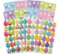 AWAMED 256PCS Easter Stickers, 128 Designs Bunny Easter Egg Stickers Happy Easter Holiday Decoration for Holiday Decals Party Supplies Reward Gifts (16 Sheets)