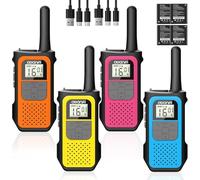 AWANFI Walkie Talkies for Adults Kids, 4 Pack Rechargeable Walkie Talkies with 1200mAh Battery, Long Range 16 Channels Radios, Walky Talky with USB-C Cable, VOX-Hands free for Outdoor Camping Hiking