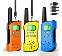 AWANFI Walkie Talkies for Kids Rechargeable 3 pack, Long Range 2 Way Radio with Flashlight & VOX, USB-C Charging, Outdoor Toys for Camping, Birthday Xmas for Boys Girls Age 3-12
