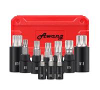 Awang 10-Piece XZN Triple Square Spline Bit Socket Set, 1/4",3/8" and 1/2" Drive M4 - M18 Triple Square Socket Set,S2 Steel Bits and CR-V Sockets with Storage Case