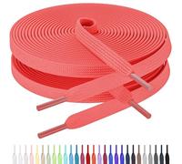 AWANGLOU 2 Pairs Flat Shoe Laces for Sneakers, Shoelaces for Sneakers in 28 Colors, Multiple Lengths for People Outdoor Climb, 28 Salmon Pink(2 Pairs), 24" Inch(60cm)