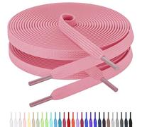 AWANGLOU 2 Pairs Flat Shoe Laces for Sneakers, Shoelaces for Sneakers in 28 Colors, Multiple Lengths for People Outdoor Climb, 10 Light Pink（2 Pairs）, 59" Inch(150cm)